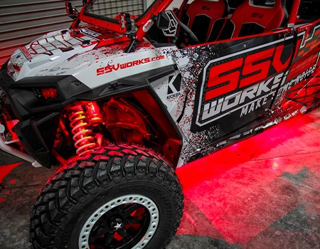 utv with red underglow